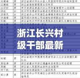 浙江长兴村级干部最新名单及村级治理现状概览