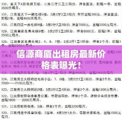 信源商厦出租房最新价格表曝光!